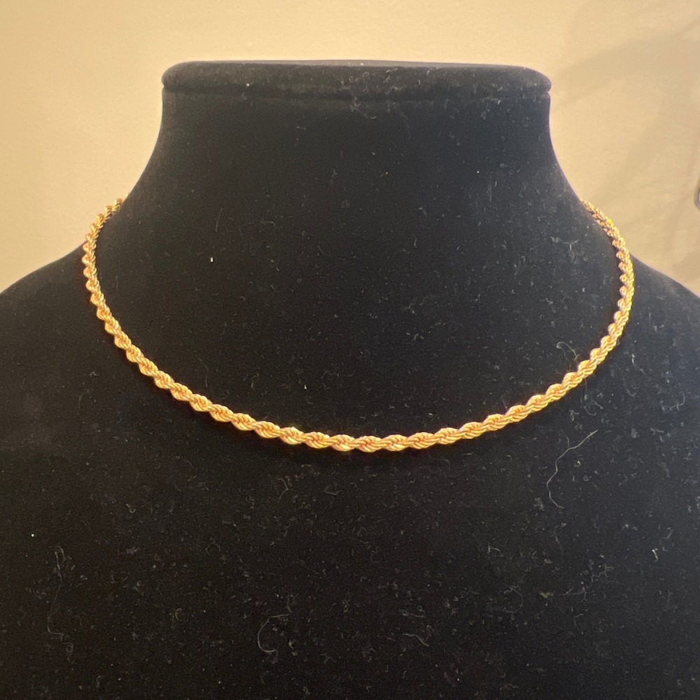 Vtg Monet Gold Tone Rope Chain Necklace 16 Inch 80s 90s Minimalist Jewelry‎